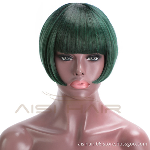 Aisi Hair Short Straight Heat Resistant Synthetic Hair Wig For Black White Women Cosplay Or Party Short Bob Wigs